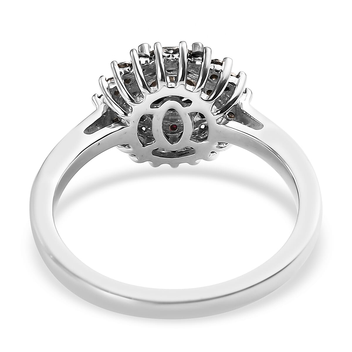 Black Diamond Halo Floral Ring in Platinum Over Sterling Silver (Size 6.0) 1.00 ctw