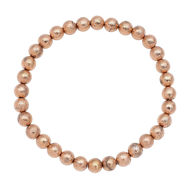 Rose Gold Color Marvelous Meteorite Beaded Stretch Bracelet 25.25 ctw