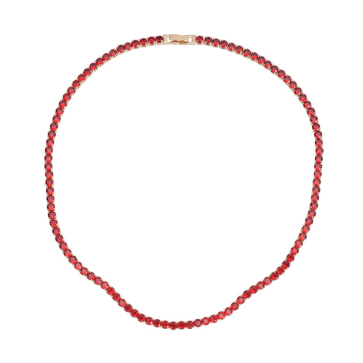Simulated Red Diamond Necklace 18 Inches in Goldtone 53.00 ctw image number 0
