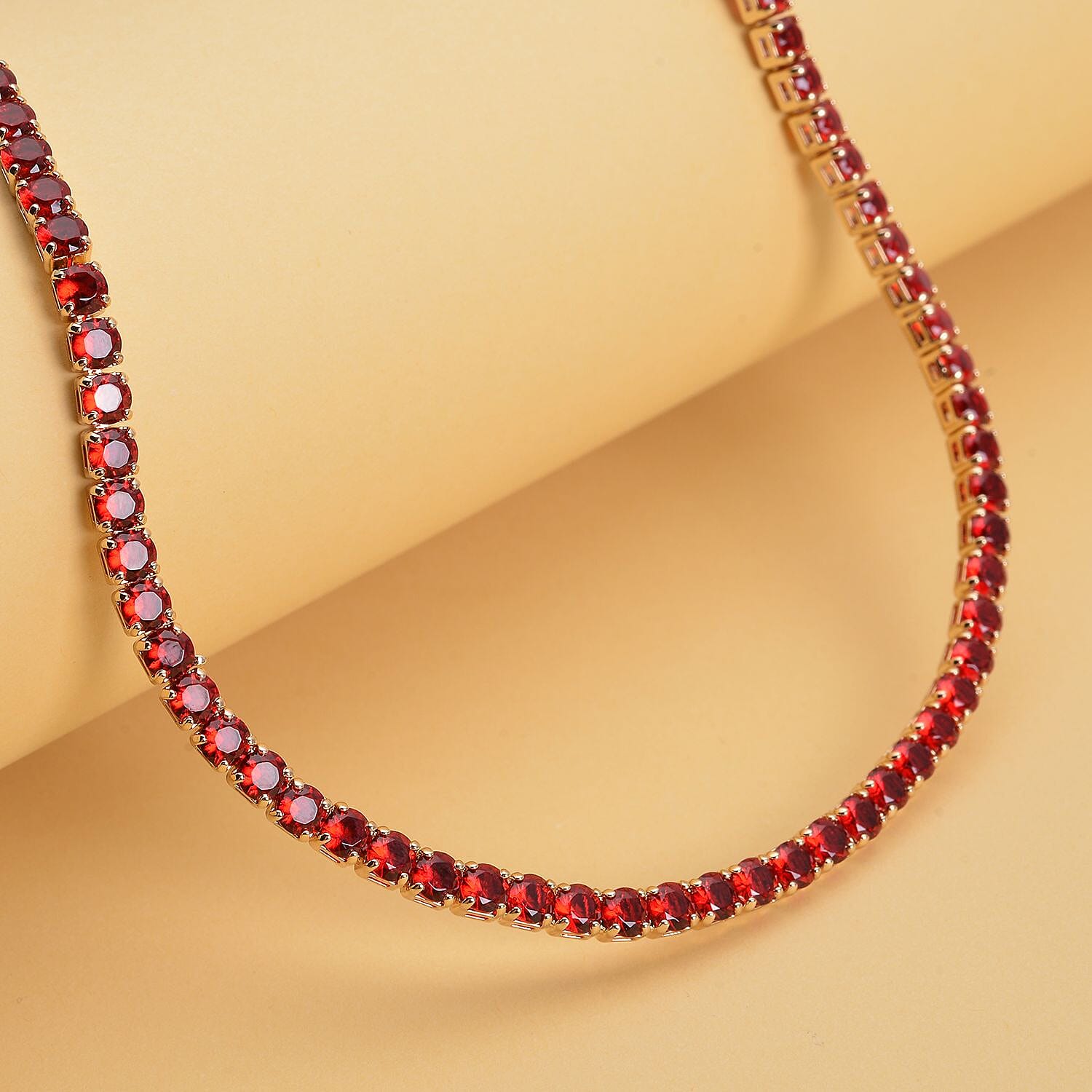 Simulated Red Diamond in Goldtone