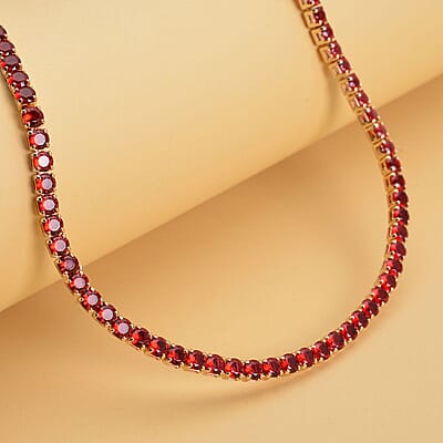 Simulated Red Diamond in Goldtone - Product card gallery slide 2 (10178575139129)