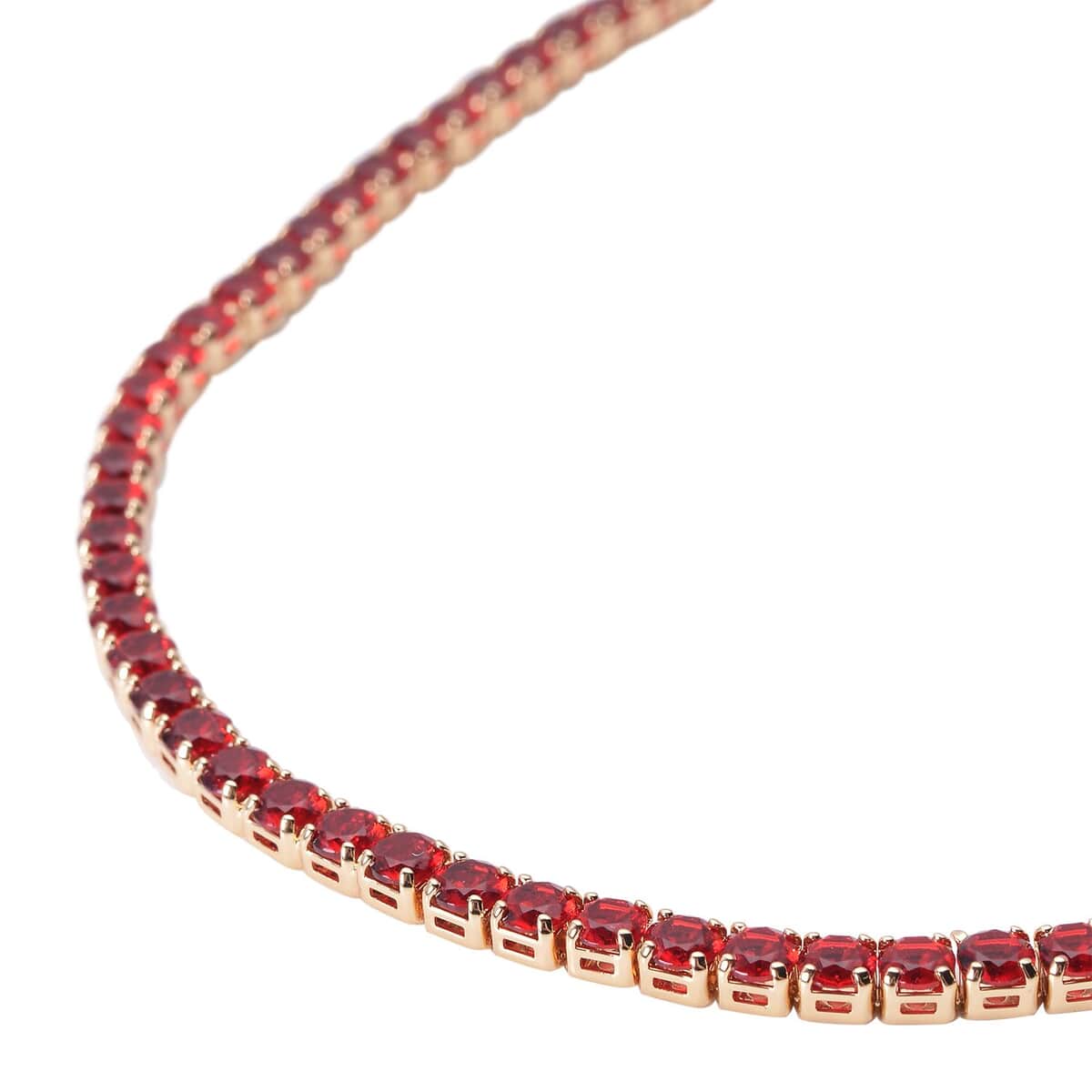 Simulated Red Diamond Necklace 18 Inches in Goldtone 53.00 ctw image number 2