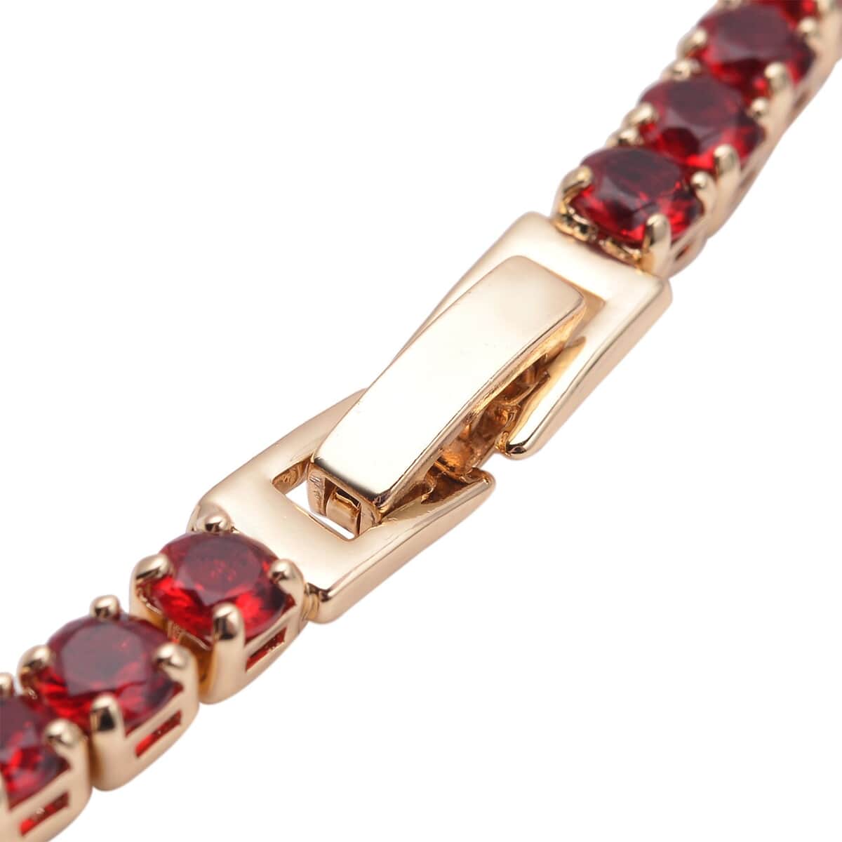 Simulated Red Diamond Necklace 18 Inches in Goldtone 53.00 ctw image number 3