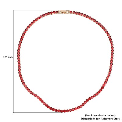 Simulated Red Diamond Necklace 18 Inches in Goldtone