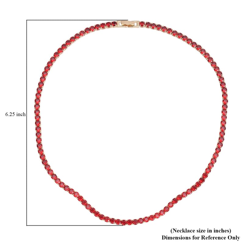 Simulated Red Diamond Necklace 18 Inches in Goldtone