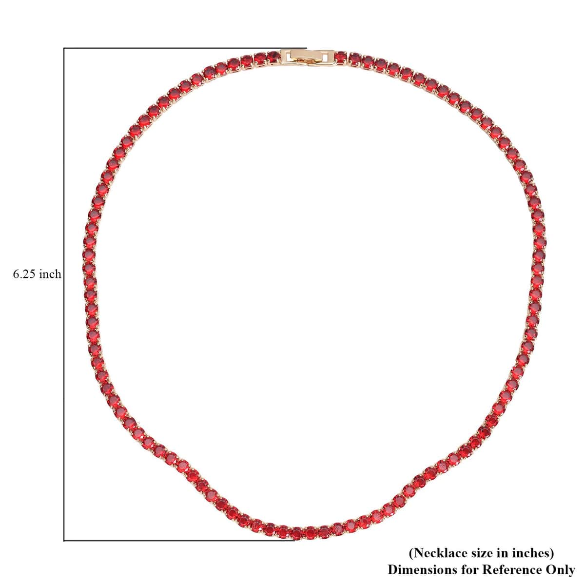 Simulated Red Diamond Necklace 18 Inches in Goldtone 53.00 ctw image number 4