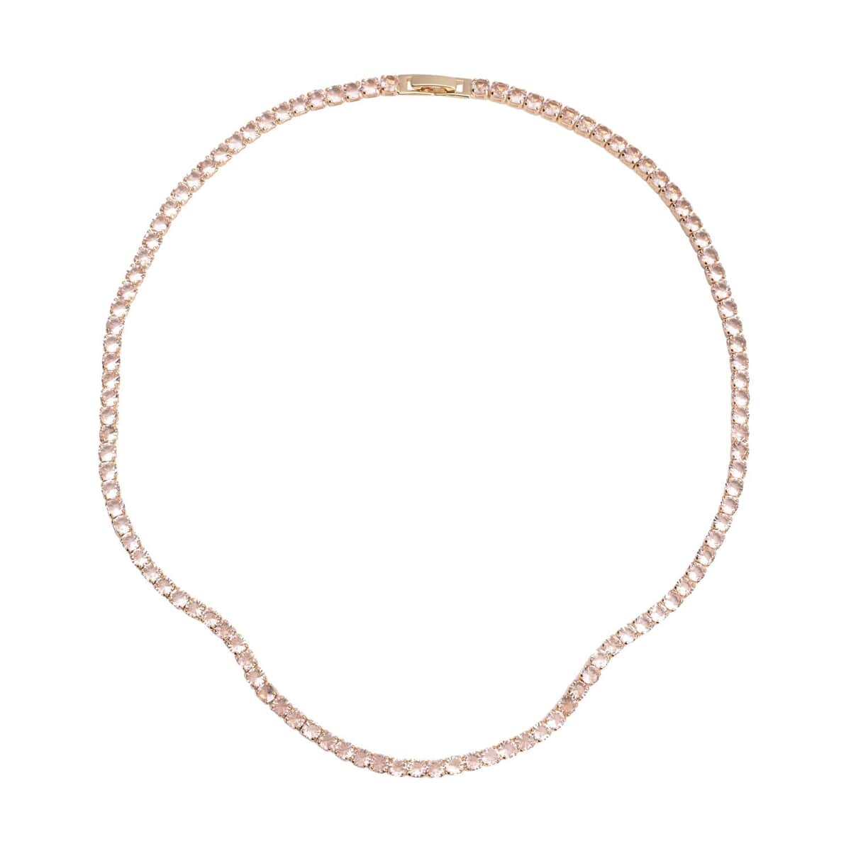 Simulated Champagne Diamond Tennis Necklace 18 Inches in Goldtone 53.00 ctw image number 0