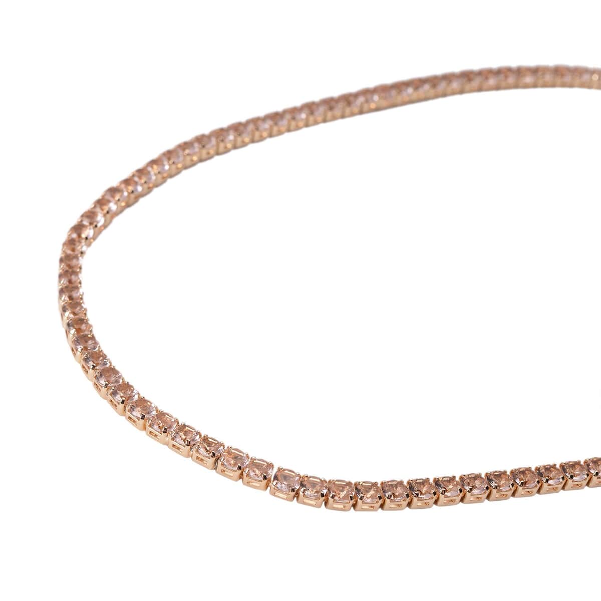 Simulated Champagne Diamond Tennis Necklace 18 Inches in Goldtone 53.00 ctw image number 2