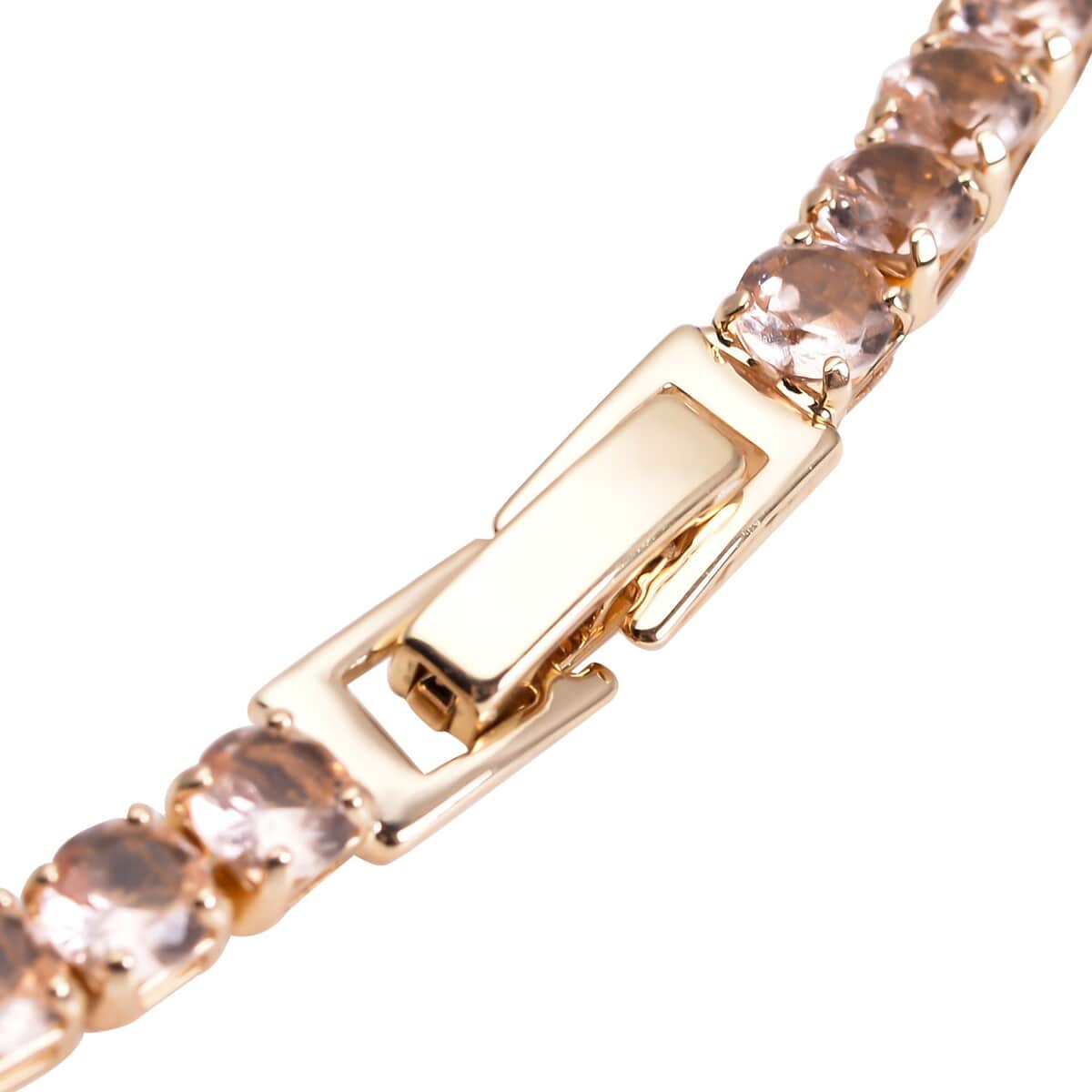 Simulated Champagne Diamond Tennis Necklace 18 Inches in Goldtone 53.00 ctw image number 3