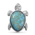 Mojave Blue Turquoise Turtle Pendant in Platinum Over Copper with Magnet 11.15 ctw image number 0