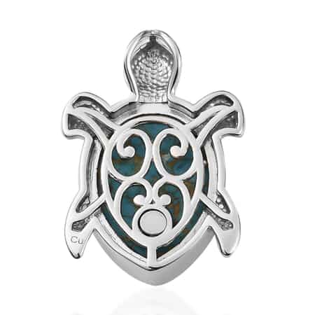 Mojave Blue Turquoise Turtle Pendant in Platinum Over Copper with Magnet 11.15 ctw image number 3