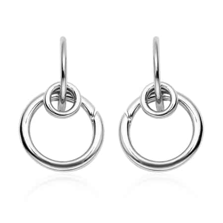 Rhodium Over Sterling Silver Interchangeable Circle Charm Enhancer Hoop Earrings 4.75 Grams image number 0