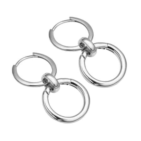 Rhodium Over Sterling Silver Interchangeable Circle Charm Enhancer Hoop Earrings 4.75 Grams image number 4