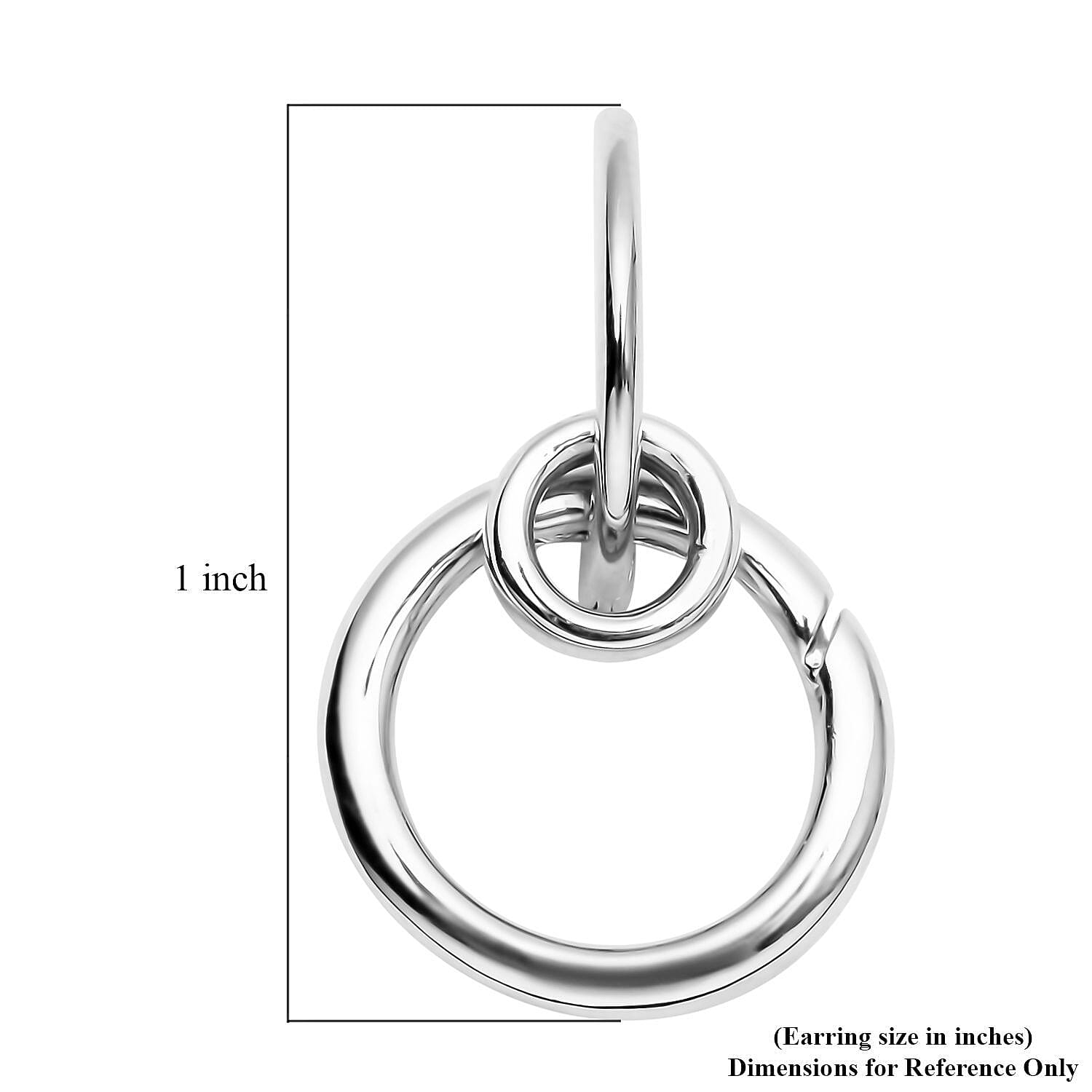 Rhodium Over Sterling Silver Interchangeable Circle Charm Enhancer Hoop Earrings 4.75 Grams