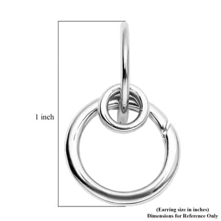 Rhodium Over Sterling Silver Interchangeable Circle Charm Enhancer Hoop Earrings 4.75 Grams image number 5