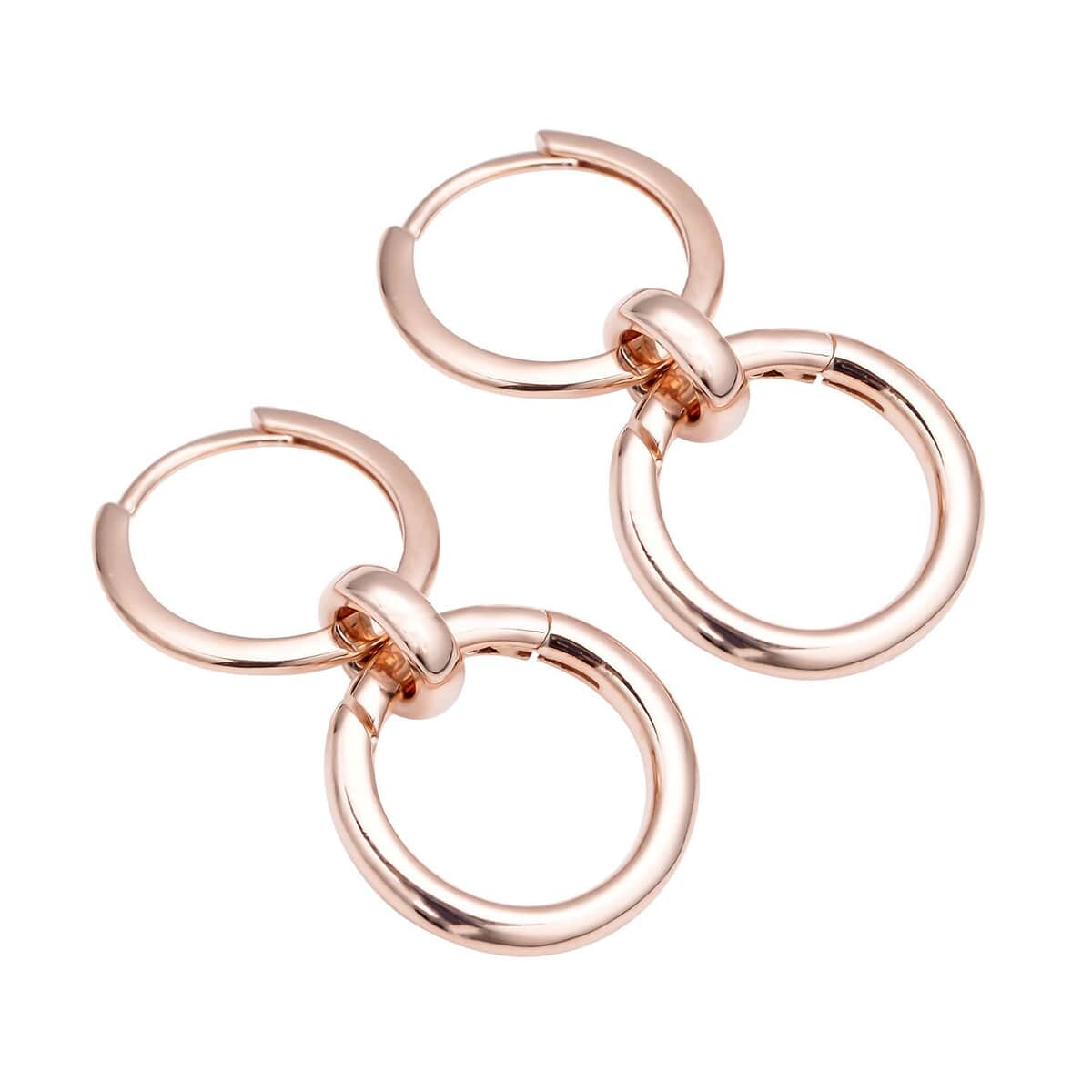 14K Rose Gold Over Sterling Silver Interchangeable Circle Charm Enhancer Hoop Earrings 4.80 Grams image number 4