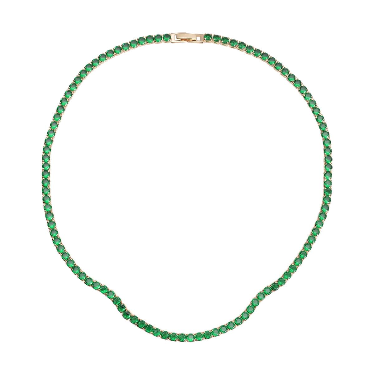 Simulated Emerald Tennis Necklace 18 Inches in Goldtone 53.00 ctw image number 0