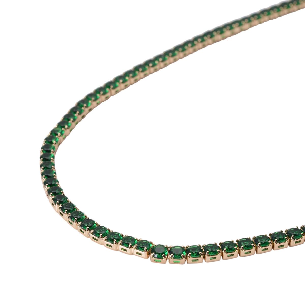 Simulated Emerald Tennis Necklace 18 Inches in Goldtone 53.00 ctw image number 2