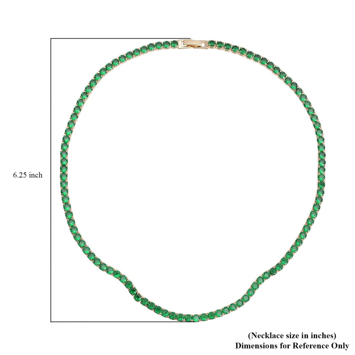 Simulated Emerald Tennis Necklace 18 Inches in Goldtone 53.00 ctw image number 4