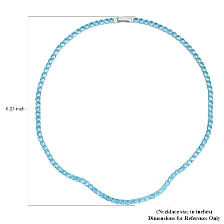 Simulated Blue Topaz Tennis Necklace 18 Inches in Silvertone 53.00 ctw image number 4