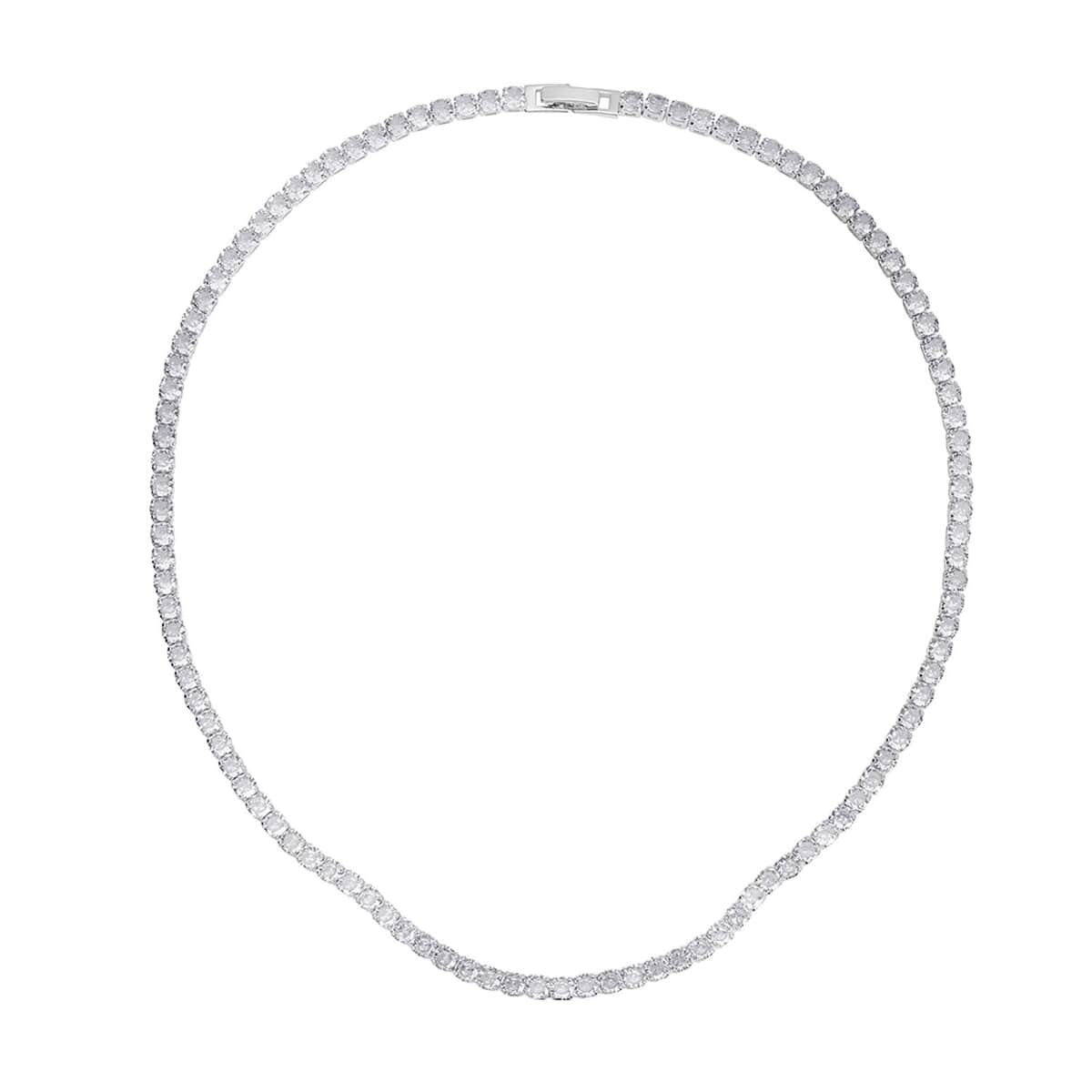 Simulated Diamond Necklace 18 Inches in Silvertone 53.00 ctw image number 0