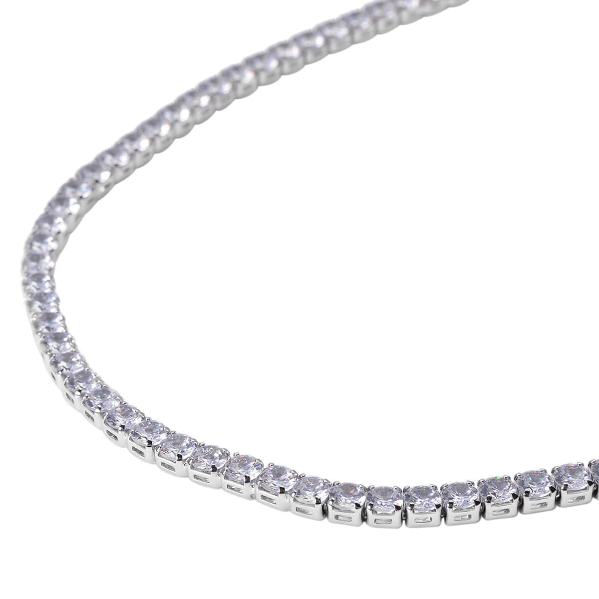Simulated Diamond Necklace 18 Inches in Silvertone 53.00 ctw image number 2