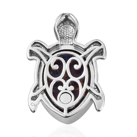 Mojave Purple Turquoise Turtle Pendant in Platinum Over Copper with Magnet 11.50 ctw image number 3