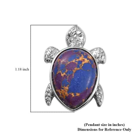 Mojave Purple Turquoise Turtle Pendant in Platinum Over Copper with Magnet 11.50 ctw image number 4
