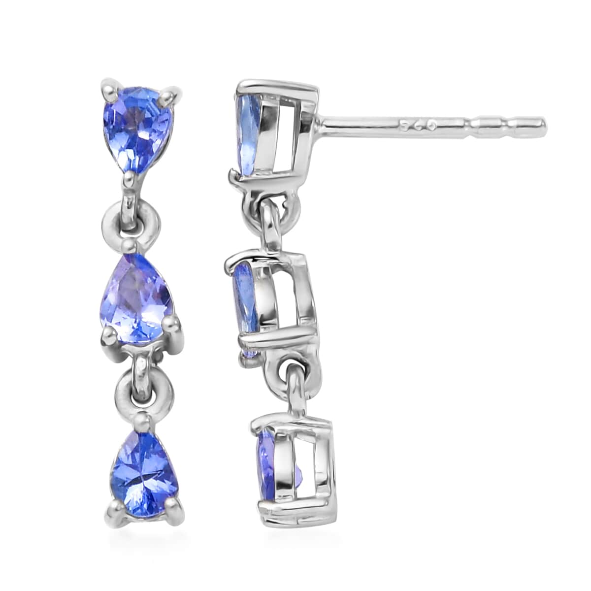 Tanzanite Earrings in Platinum Over Sterling Silver 0.85 ctw image number 0