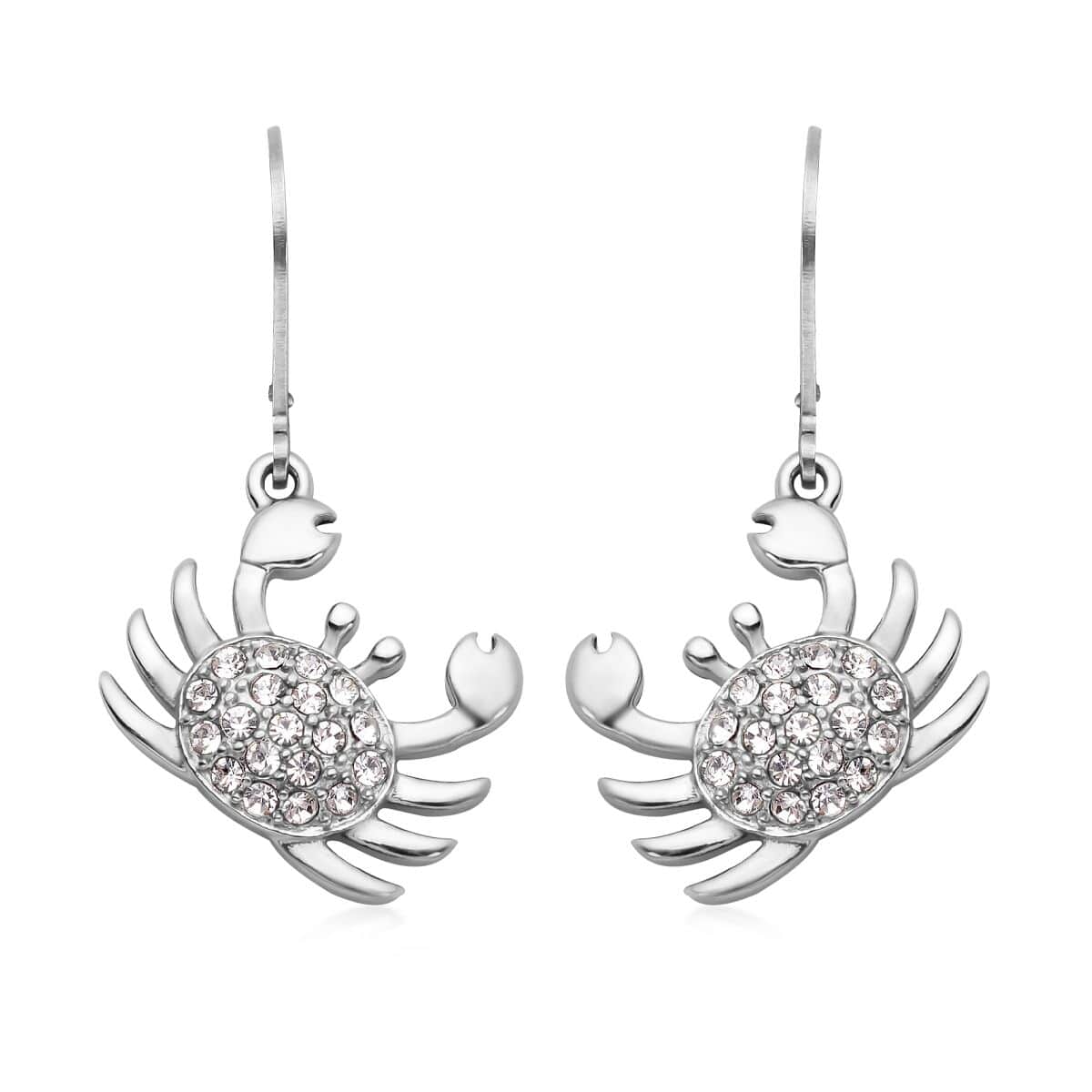 Austrian Crystal Crab Earrings in Stainless Steel image number 0