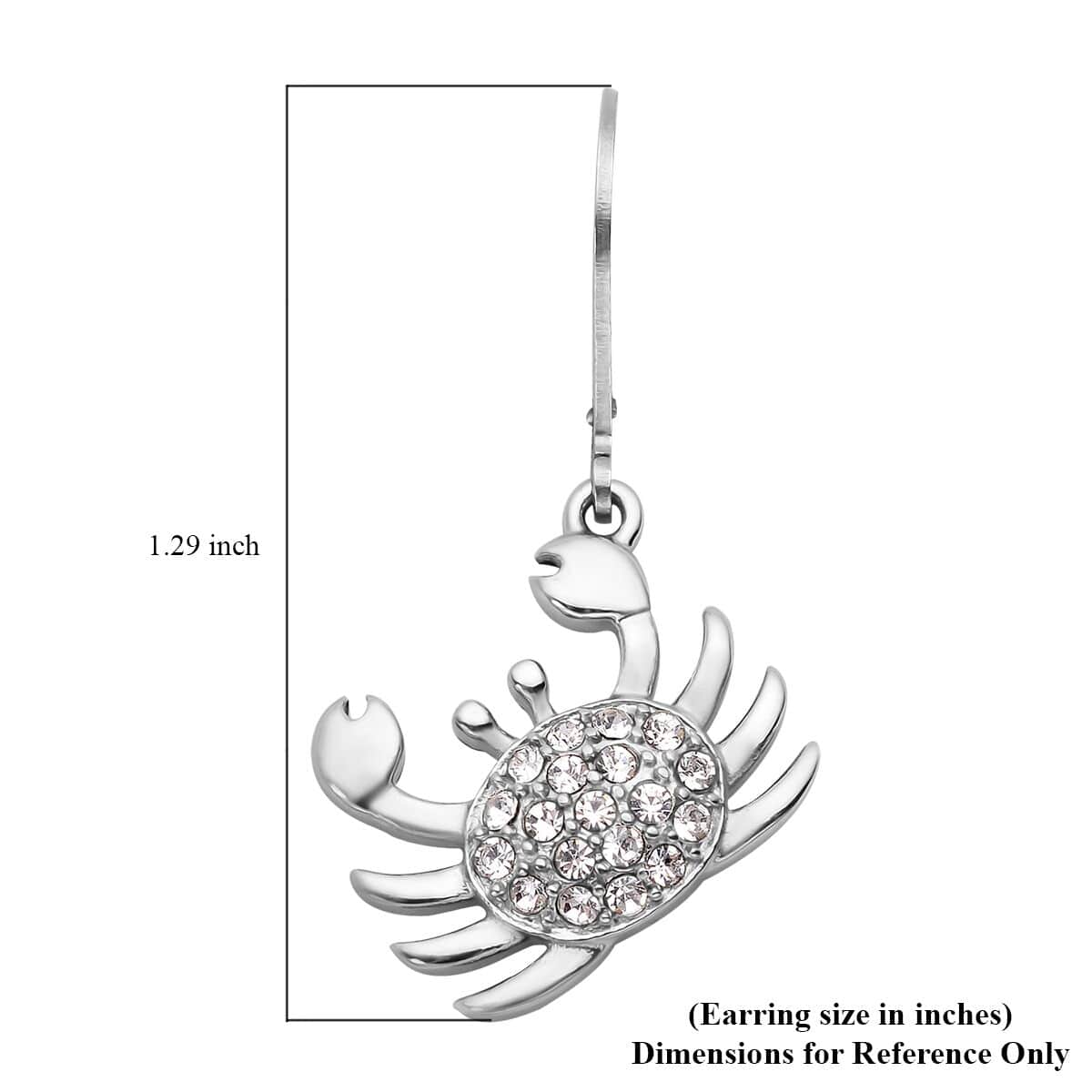 Austrian Crystal Crab Earrings in Stainless Steel image number 3