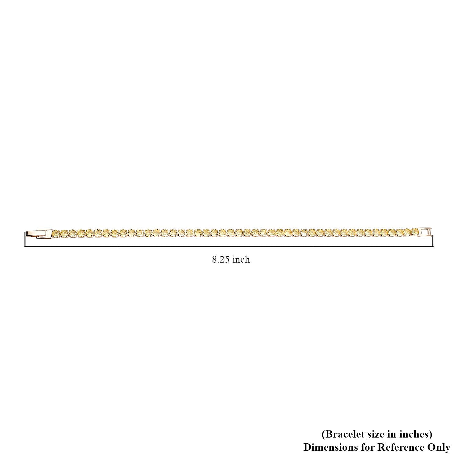 Simulated Yellow Diamond Tennis Bracelet in Goldtone (6.50 In) 13.00 ctw