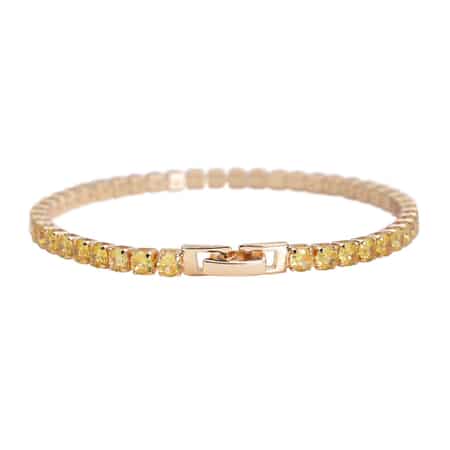 Simulated Yellow Diamond Tennis Bracelet in Goldtone (7.25 In) 13.00 ctw image number 2