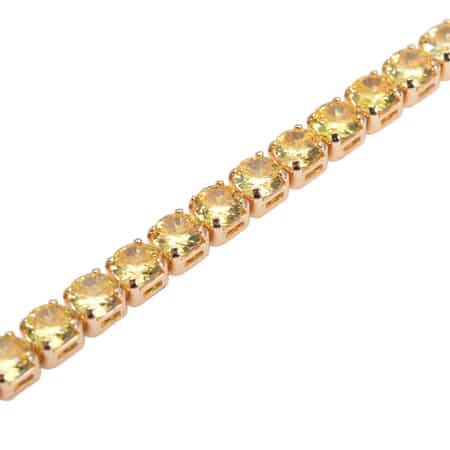 Simulated Yellow Diamond Tennis Bracelet in Goldtone (7.25 In) 13.00 ctw image number 3