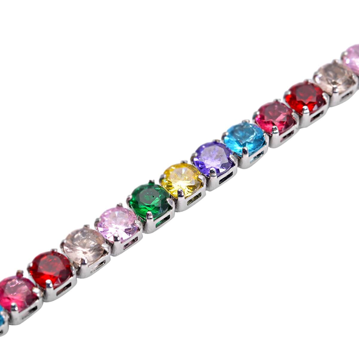 Simulated Multi Color Diamond Tennis Bracelet in Silvertone (8.00 In) 13.00 ctw image number 3