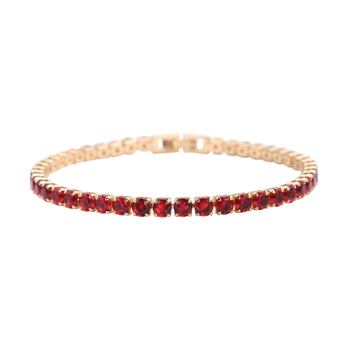 Simulated Red Diamond Tennis Bracelet in Goldtone (6.50 In) 13.00 ctw image number 0