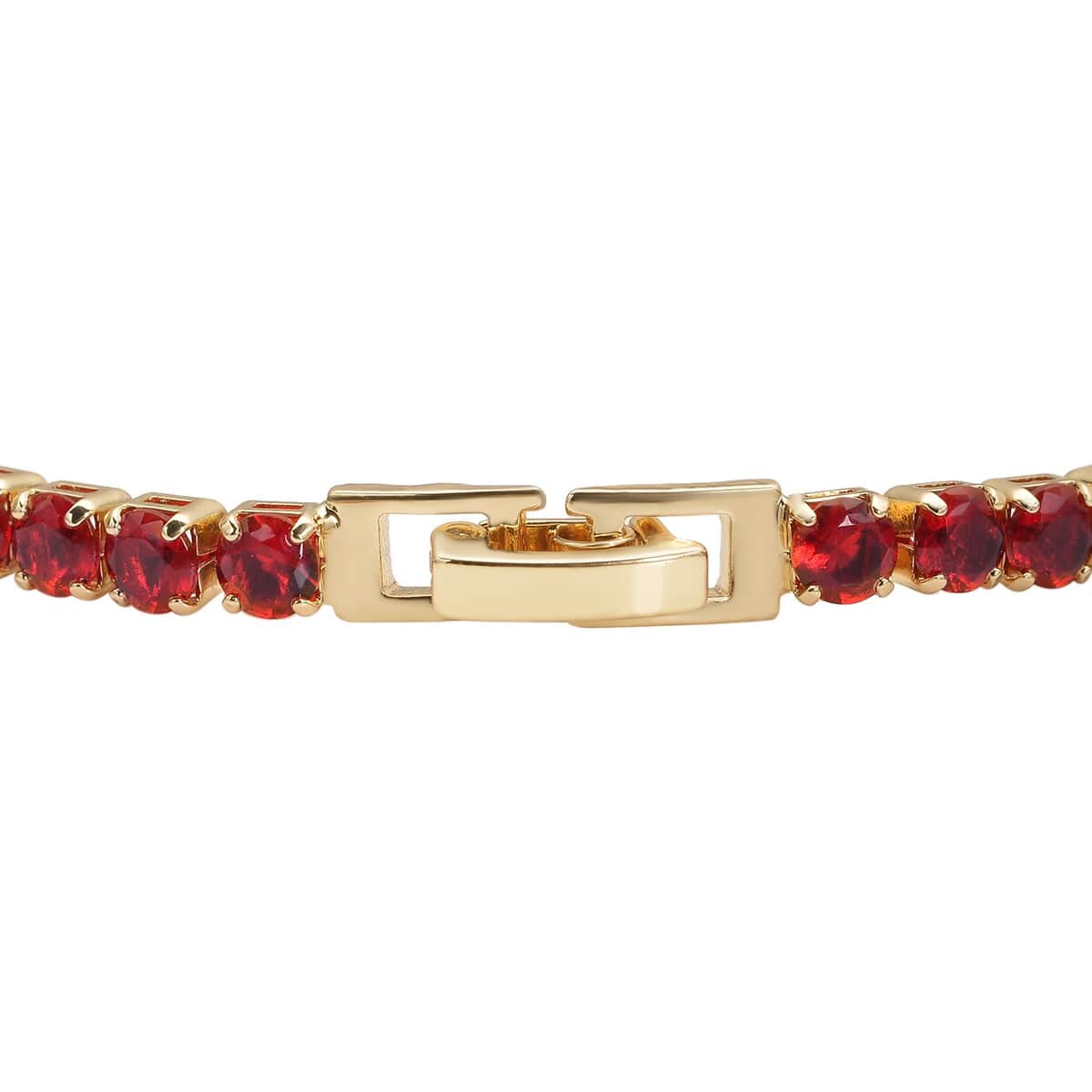 Simulated Red Diamond Tennis Bracelet in Goldtone (6.50 In) 13.00 ctw image number 2