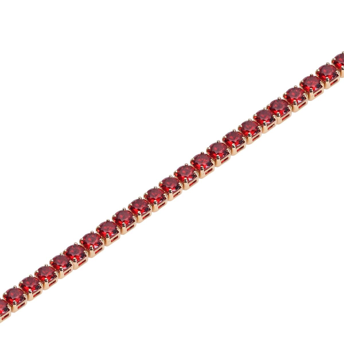 Simulated Red Diamond Tennis Bracelet in Goldtone (6.50 In) 13.00 ctw image number 3