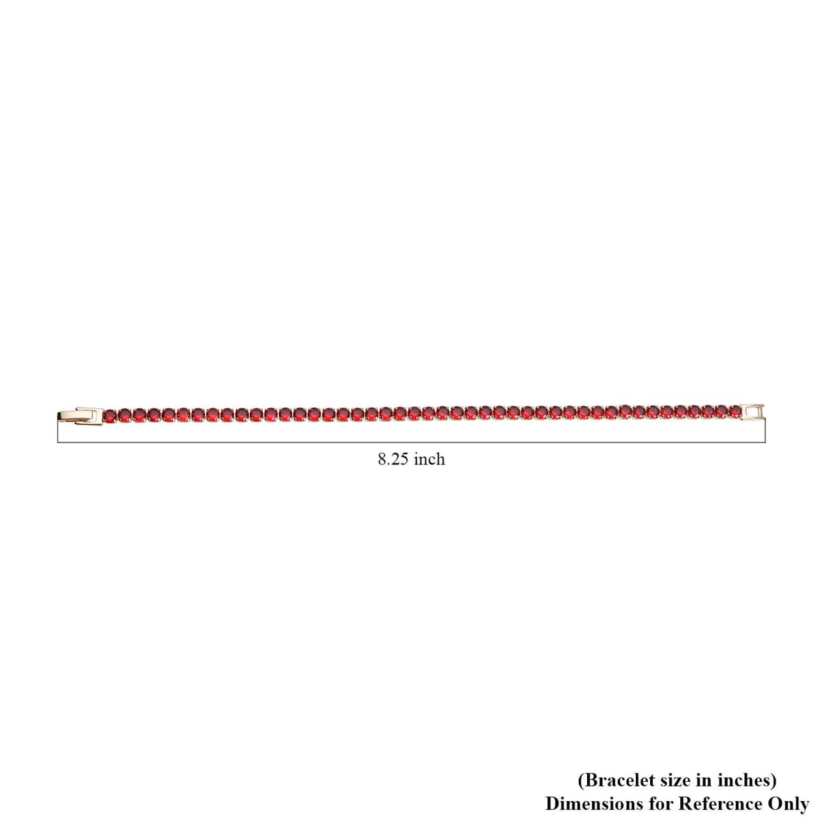 Simulated Red Diamond Tennis Bracelet in Goldtone (6.50 In) 13.00 ctw image number 4