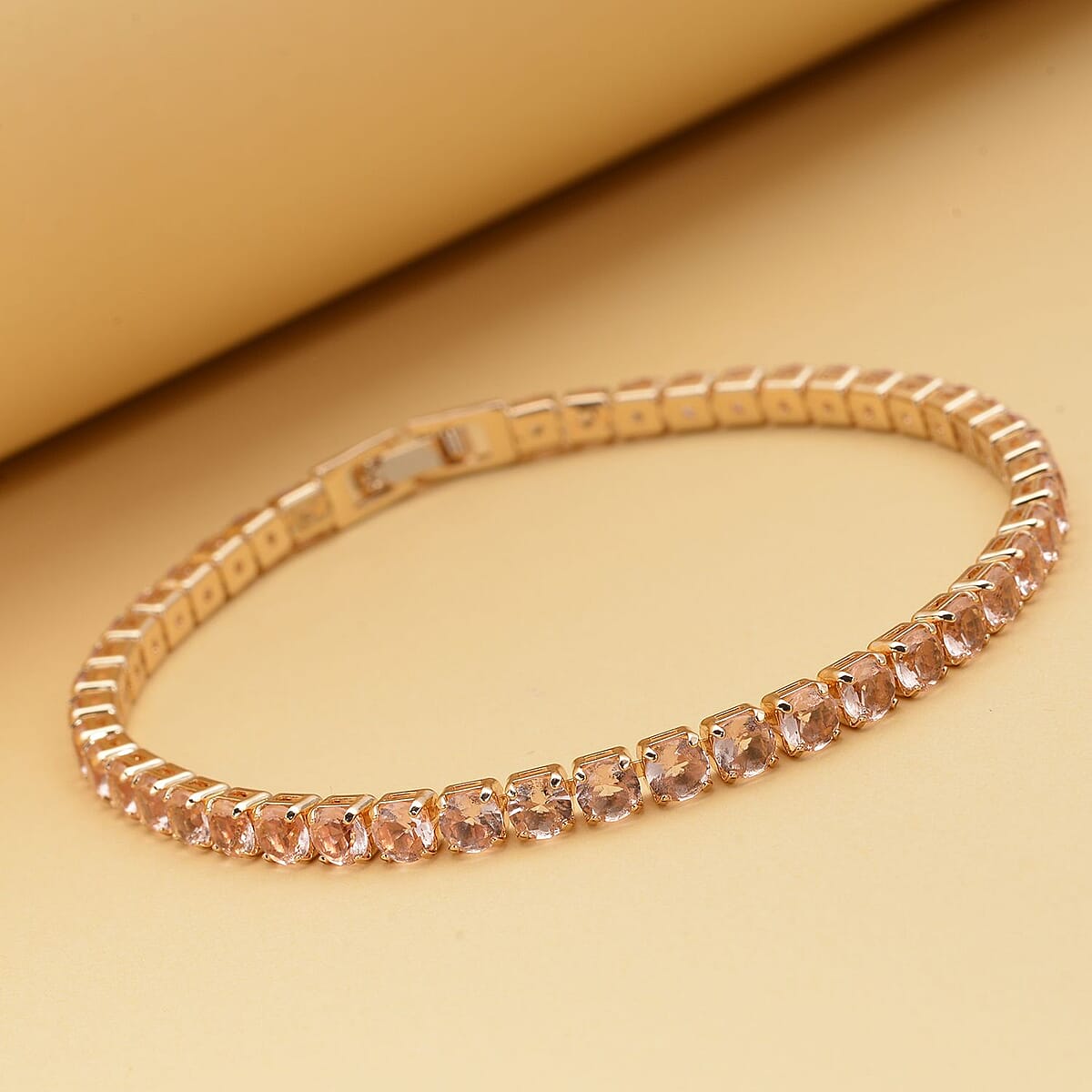 Simulated Champagne Diamond Tennis Bracelet in Goldtone (7.25 In) 13.00 ctw image number 1