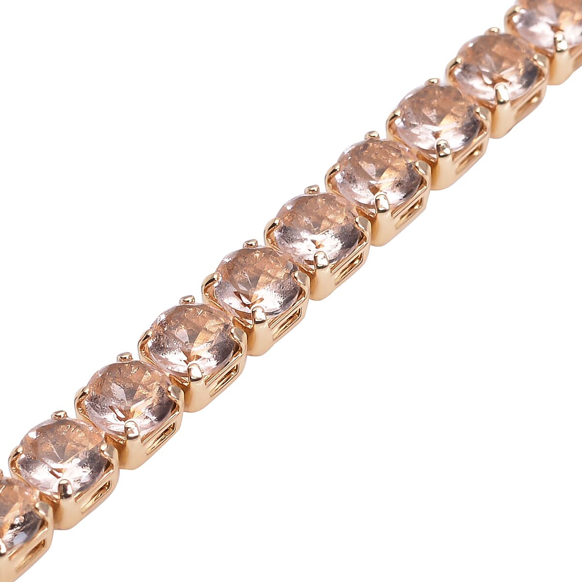 Simulated Champagne Diamond Tennis Bracelet in Goldtone (7.25 In) 13.00 ctw image number 2