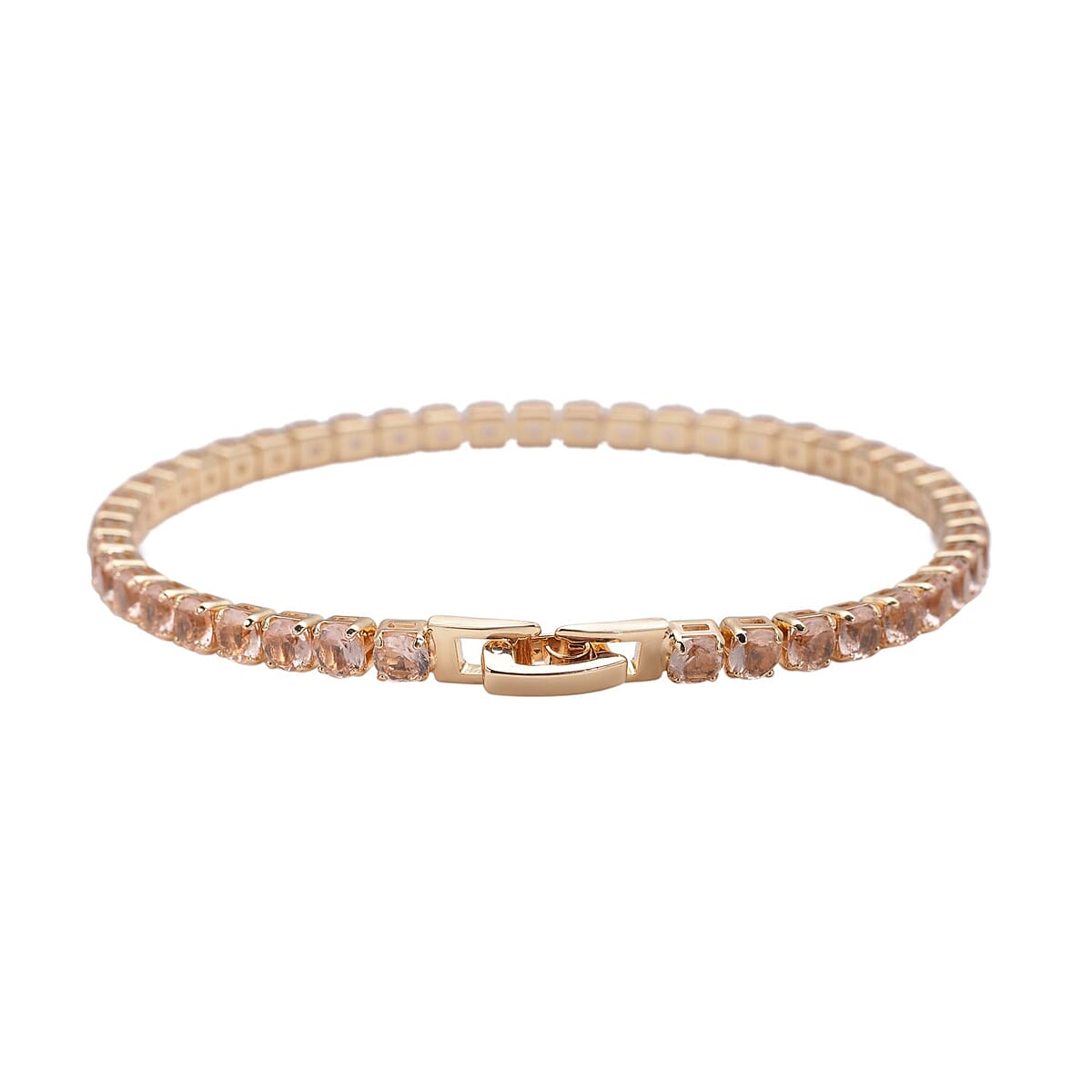Simulated Champagne Diamond Tennis Bracelet in Goldtone (7.25 In) 13.00 ctw image number 3