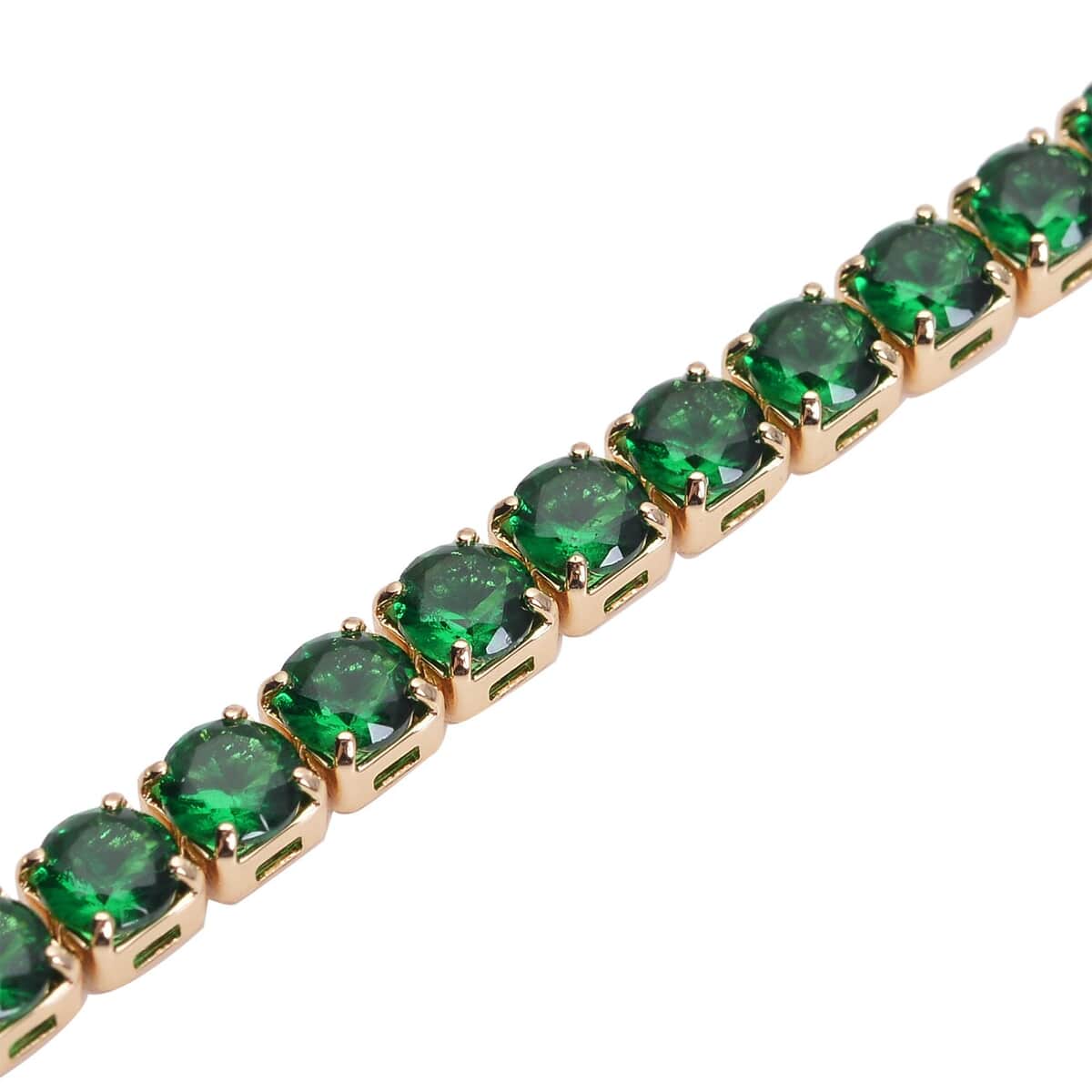 Simulated Emerald Tennis Bracelet in Goldtone (8.00 In) 13.00 ctw image number 2