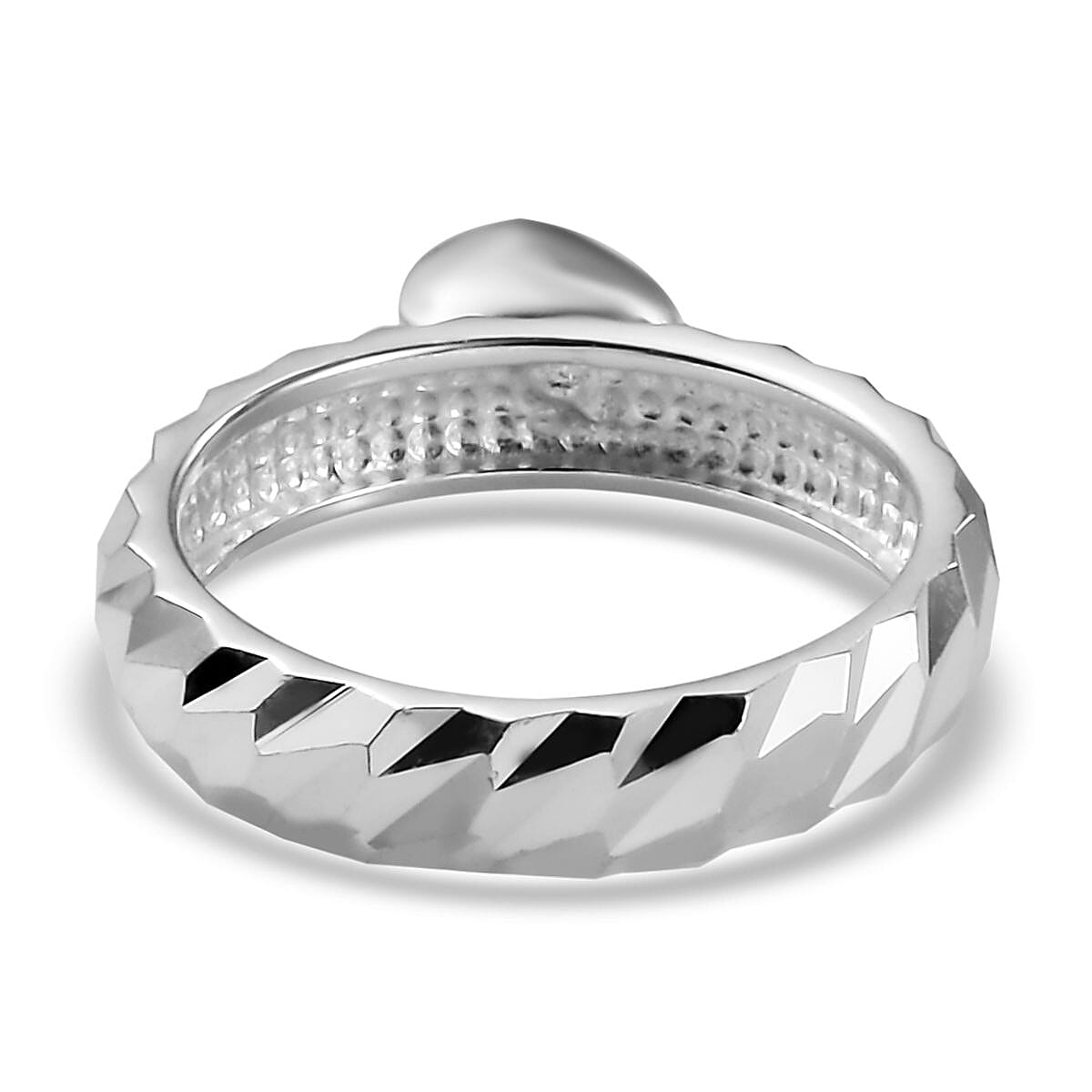 Sterling Silver Diamond-Cut Heart Charm Ring (Size 8.0) 2.65 Grams image number 4