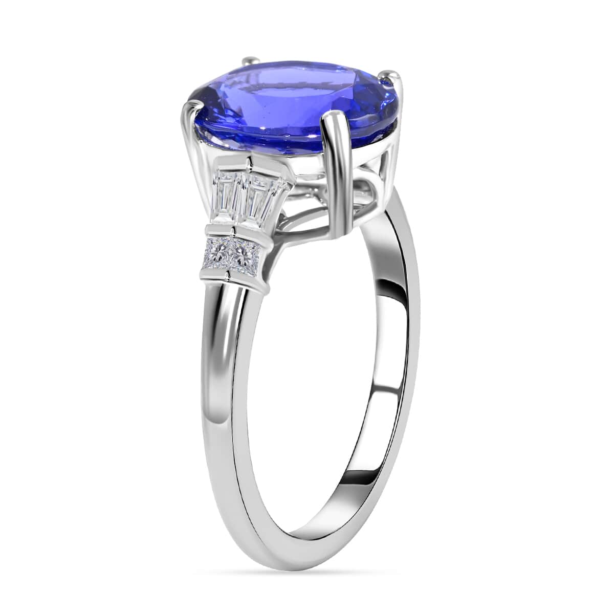 Certified and Appraised RHAPSODY 950 Platinum AAAA Tanzanite and E-F VS Diamond Ring 6.35 Grams 5.05 ctw image number 3
