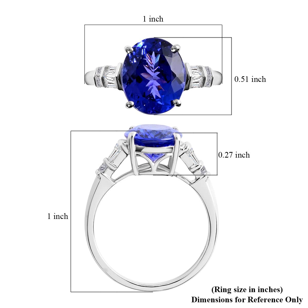 Certified and Appraised RHAPSODY 950 Platinum AAAA Tanzanite and E-F VS Diamond Ring 6.35 Grams 5.05 ctw image number 5