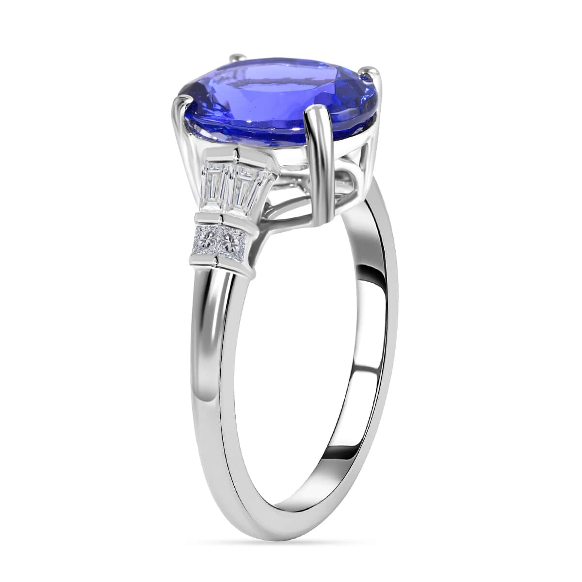 Certified and Appraised Rhapsody 950 Platinum AAAA Tanzanite and E-F VS Diamond Ring (Size 9.0) 6.35 Grams 5.05 ctw image number 3