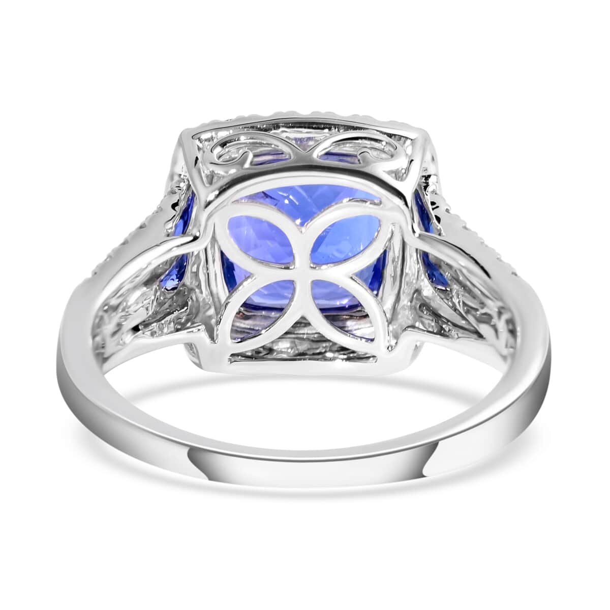 Certified Rhapsody 950 Platinum AAAA Tanzanite and E-F VS Diamond Ring (Size 10.0) 8.50 Grams 5.20 ctw image number 4