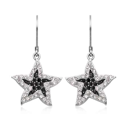 Black & White Austrian Crystal Starfish Earrings in Stainless Steel image number 0