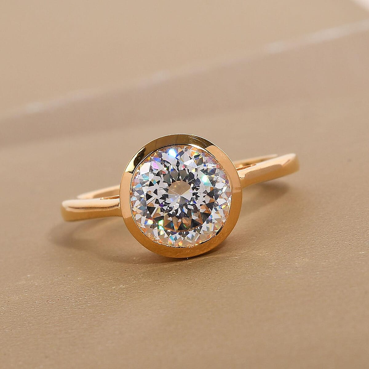 Strontium Titanate Solitaire Ring in Vermeil Yellow Gold Over Sterling Silver (Size 10.0) 3.10 ctw image number 1